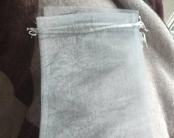 Large Silver Organza Bags - 20x30 Grey Organza Gift Bags - 5 pcs