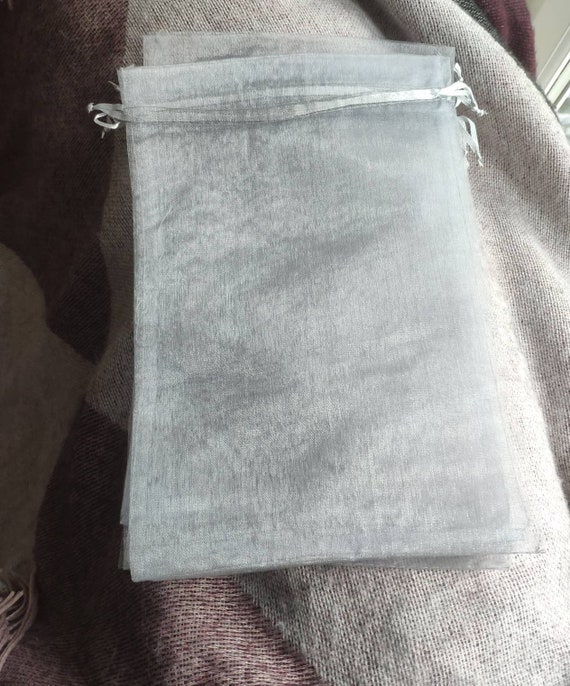 Large Silver Organza Bags 20x30 Grey Organza Gift Bags 5 Etsy UK
