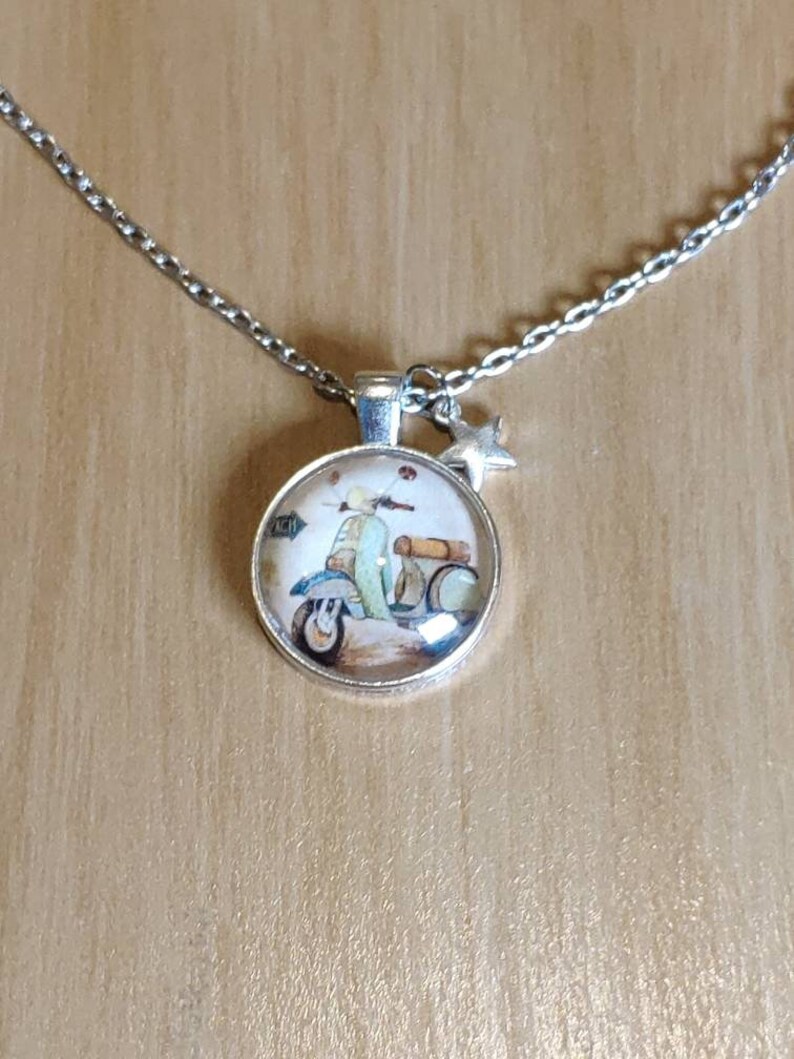 Vintage Scooter Necklace Green Vespa Necklace Antique Etsy