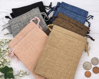 Burlap Bags with Drawstring for Christmas, Wedding, Birthday, Party, Hessian Jute Bags  Multicolour, 10x14cm