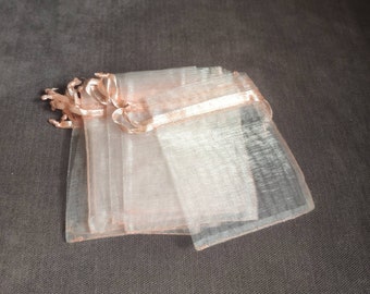 Peach Organza Bags - Small Organza Bags 9cm x 7cm - Jewellery Gift Bags - Wedding Favour Bags - Party Gift Bags - 10/20/30/40/50/100 pieces