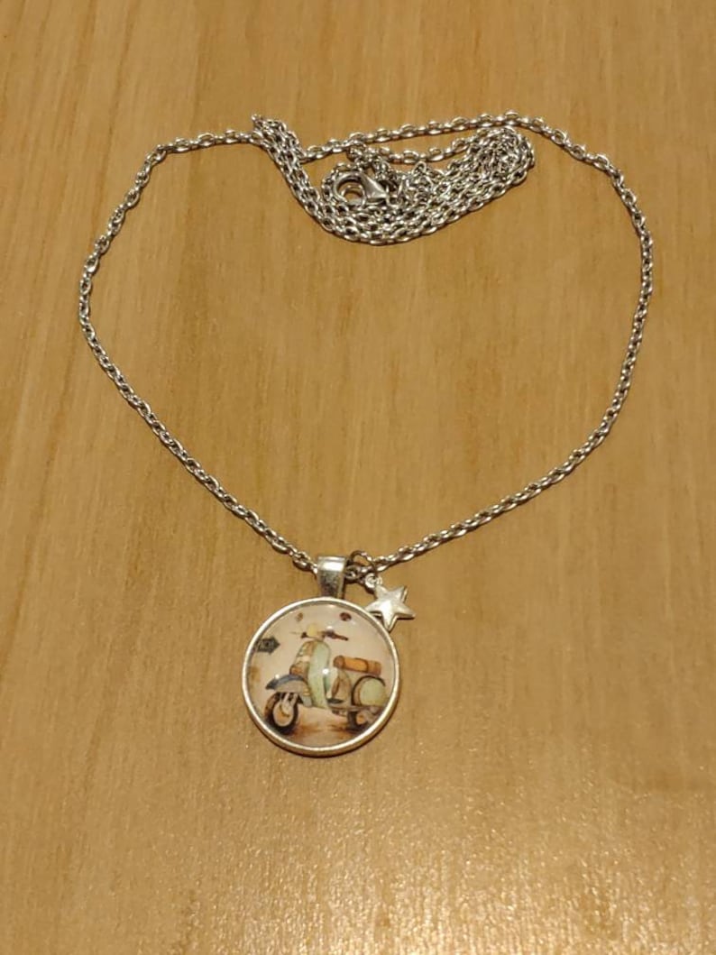 Vintage Scooter Necklace Green Vespa Necklace Antique Etsy