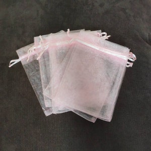 10 Pink Organza Bags - Medium Organza Bags 9x12 cm - Jewellery Gift Bags - Wedding Gift Bags - Party Favor Bags