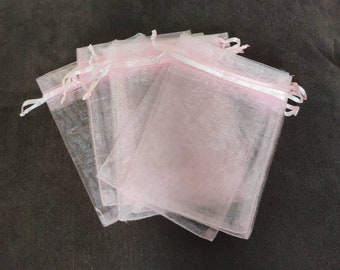 10 Pink Organza Bags - Medium Organza Bags 9x12 cm - Jewellery Gift Bags - Wedding Gift Bags - Party Favor Bags