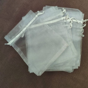 Silver Grey Organza Bags - 10 pcs Medium Organza Bags 9 x 12 cm - Jewellery Gift Bags