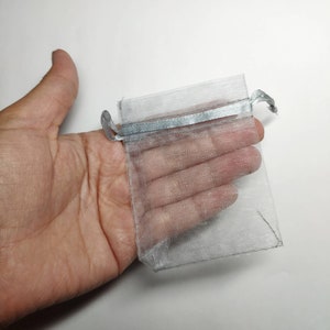 10 Silver  Organza Bags 9cmx7cm - Small Grey Organza Jewellery Gift Bags