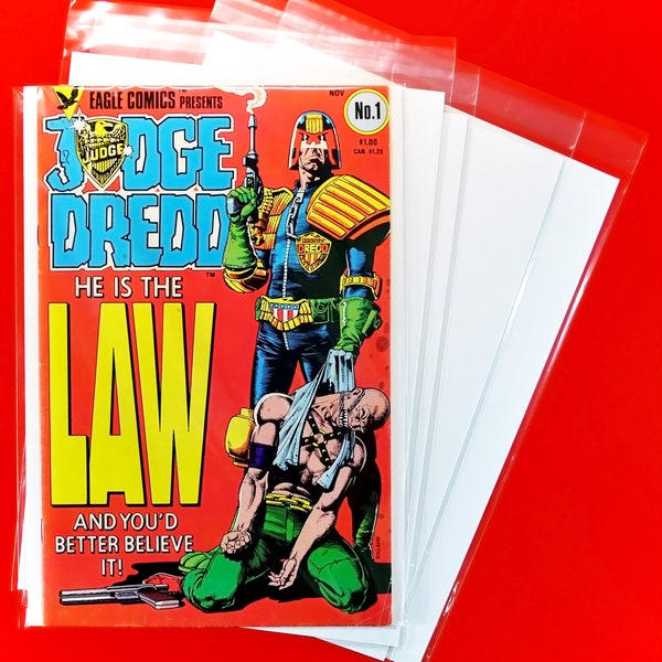 Comic Bags and Boards for Judge Dredd Comics. Crystal Clear Acid-Free Bags Acid Free Boards