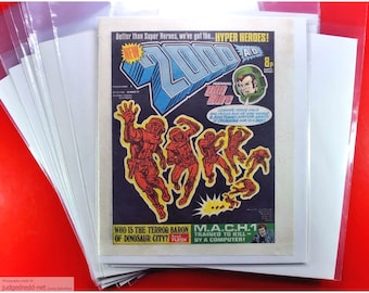 2000 AD Comic Bags and Boards Clear Sleeves and Backing Boards for British  Comic Book Issues 