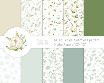Watercolor seamless patterns. Baby girls, boys digital background. Printable scrapbooking paper, Kids fabric pattern. 12x12'' JPEG.
