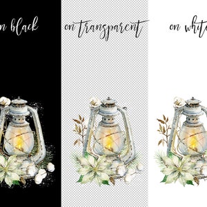 Watercolor Winter Lantern Clipart. Rustic Lantern With Light. Christmas ...