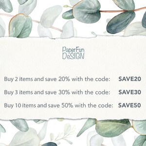 May include: A white paper note with a torn edge, with the text "PaperFun DESIGN" at the top. The note lists discounts for buying multiple items, with the text "Buy 2 items and save 20% with the code: SAVE20", "Buy 3 items and save 30% with the code: SAVE30", and "Buy 10 items and save 50% with the code: SAVE50".