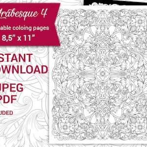 PDF, JPEG Digital Adult Coloring Pages, Printable Coloring Page 8.5''x ...