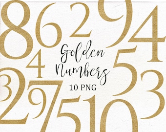 Golden Numbers Clip Art, Golden Clipart.