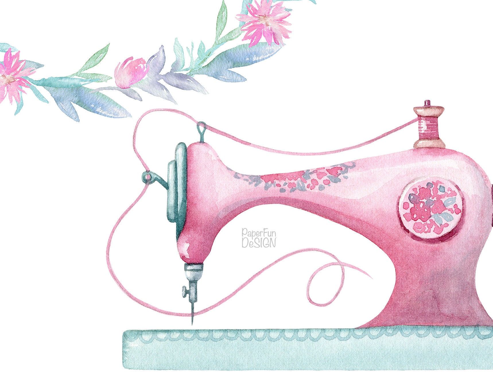 Maniquí de costura vintage en acuarela con intrincado diseño floral ·  Creative Fabrica