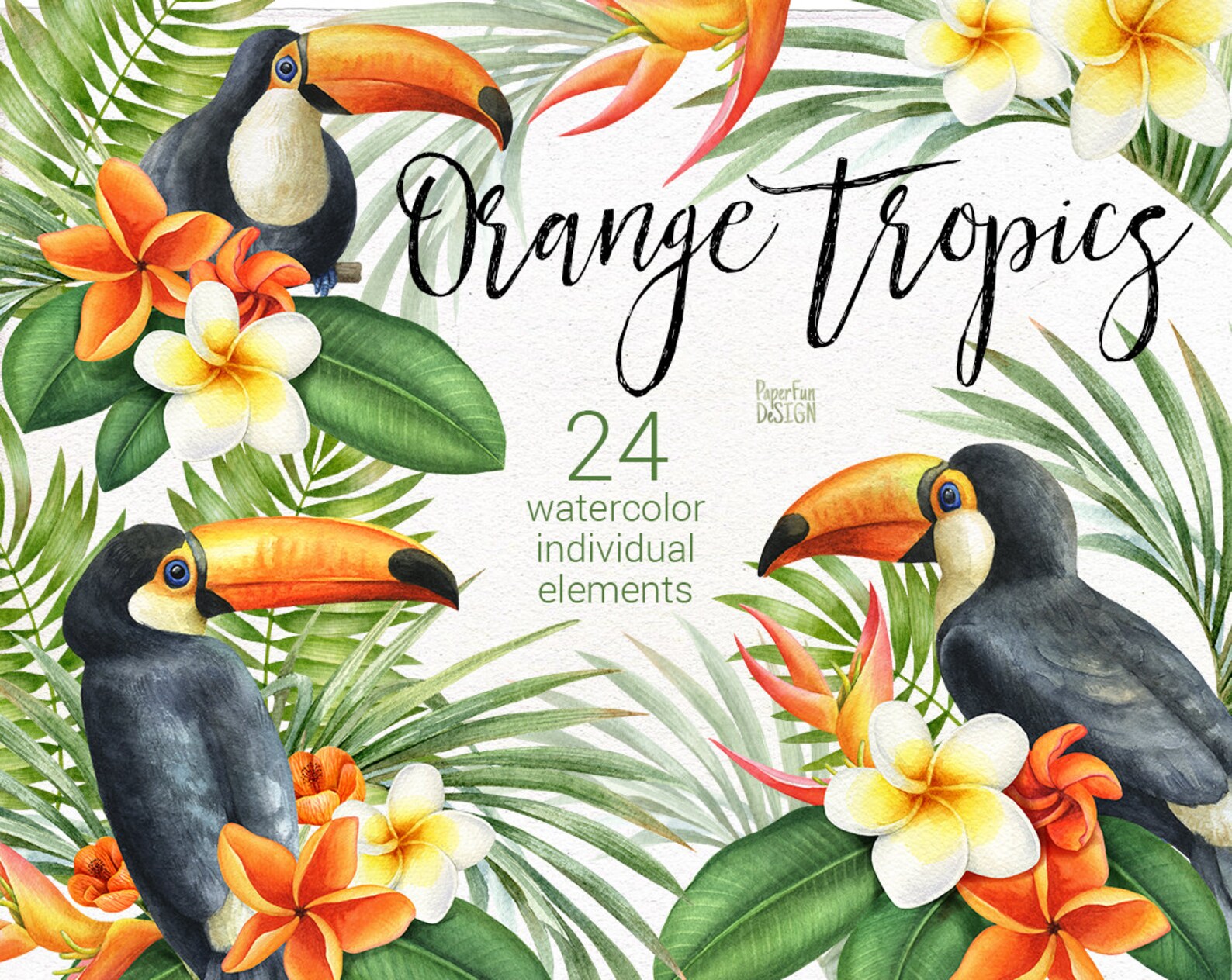 Tropical Birds Watercolor