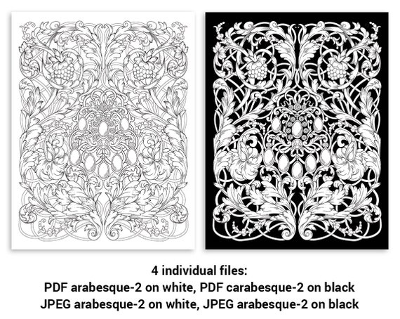 PDF, pagine da colorare per adulti digitali JPEG, pagina da colorare  stampabile 8.5''x 11''. Arabesque decorazione floreale pagina colorante.  Libro da colorare digitale. -  Italia