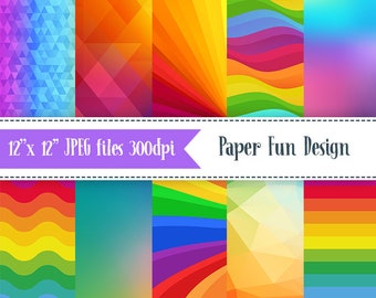 Rainbow Digital Paper. Digital Scrapbook Paper.