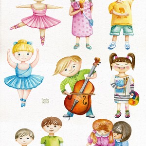 Cute Watercolor Children Clipart. Individual PNG. Cute Funny Happy ...