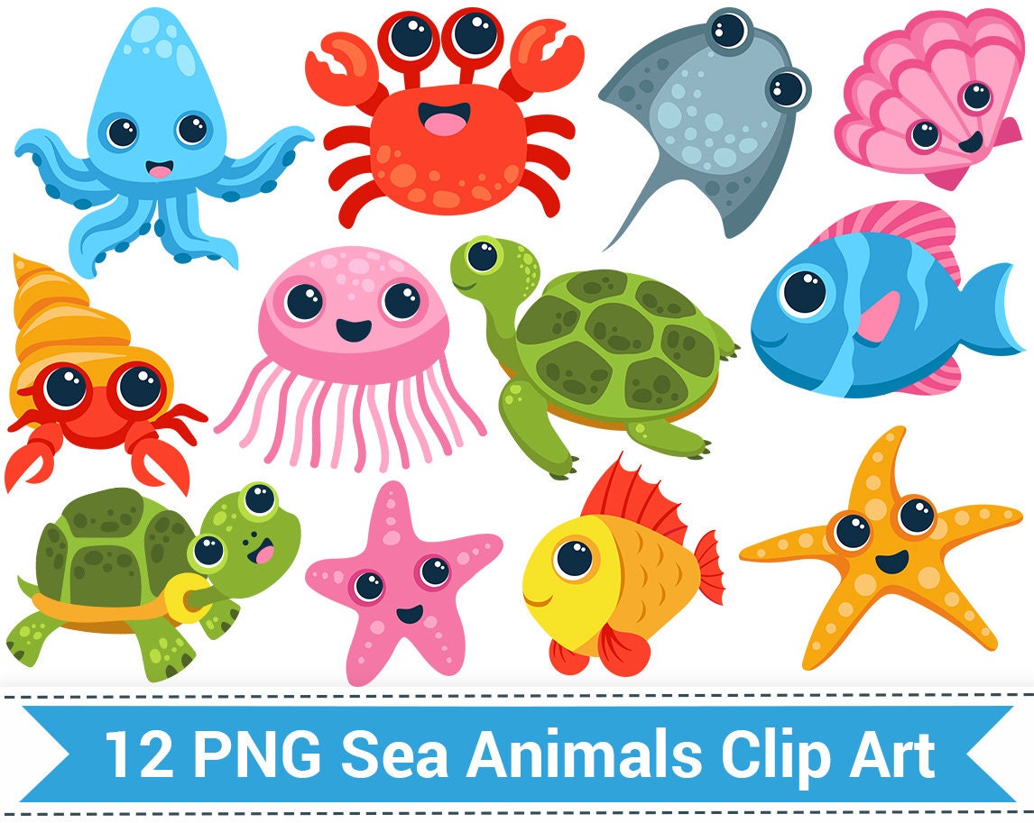 Cartoon Sea Creatures Clip Art Sea Creatures Cartoon Clip Transparent 