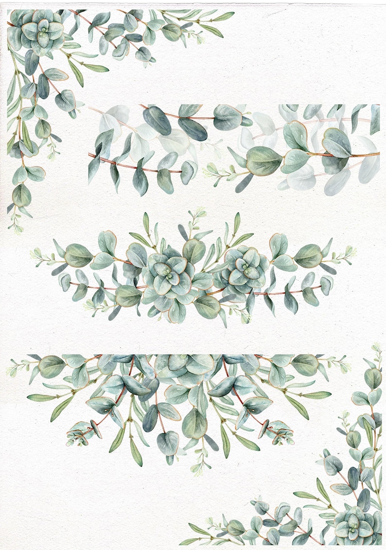 Watercolor eucalyptus arrangement Wedding Watercolor Greenery Greenery Clip Art Eucalyptus leaves DIY clipart.