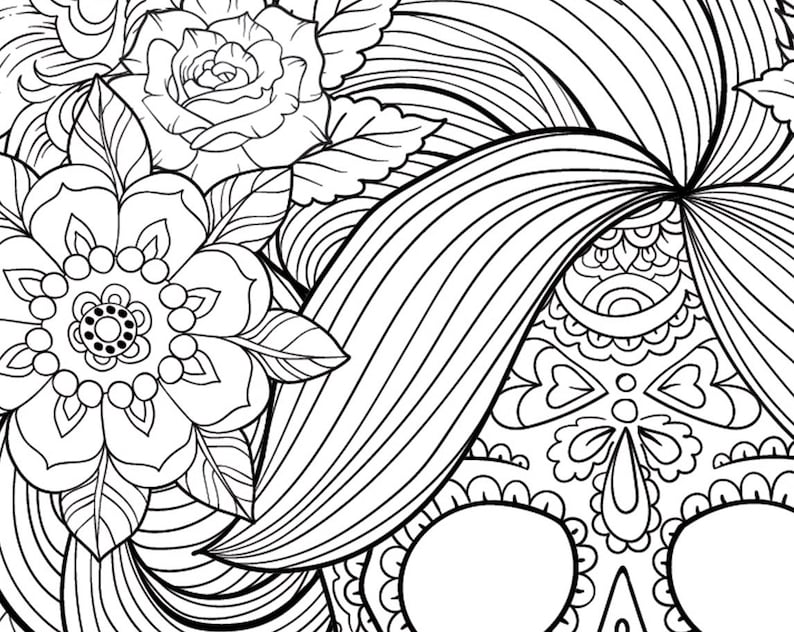 PDF JPEG Printable Adult Coloring Page. Botanical Printable | Etsy