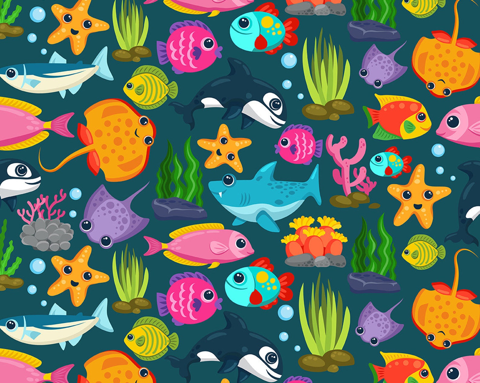 Underwater Digital Paper Ocean Life Sea Creatures | Etsy