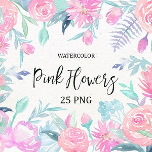 Watercolor Romantic Flowers, Easter Pastel Flowers, Hand Painted Floral Scrapbooking Elements, Wedding Flowers, Invitation Design.