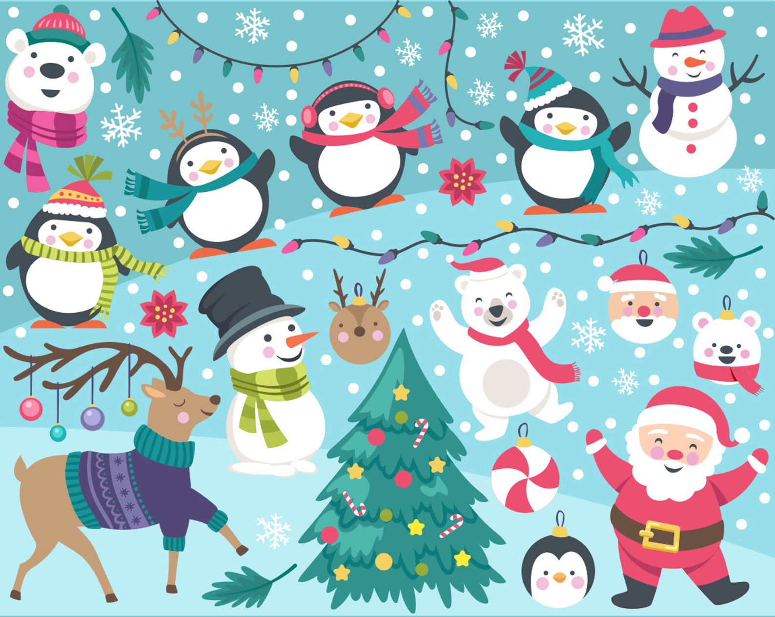 Christmas Clipart Holiday Clip Art Cute Digital Christmas | Etsy