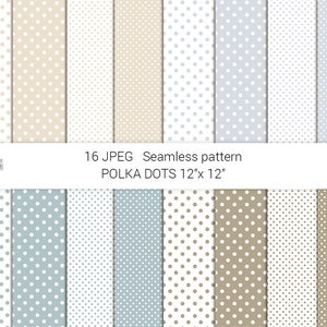 Modello senza cuciture a pois. Collezione di carta digitale di Pasqua. Grigio, blu, marrone beige, sfondo. Carta stampabile per scrapbooking, tessuto.