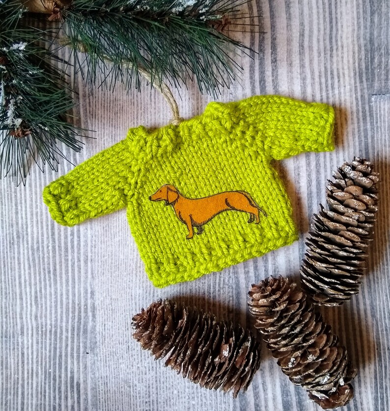 Handknit Dog Sweater Ornament Etsy