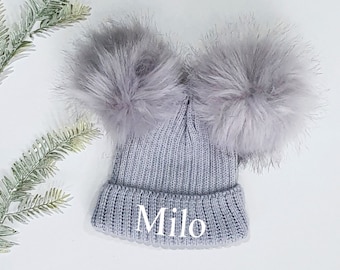 personalised baby pom pom hats