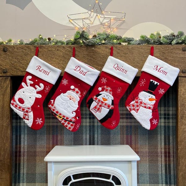 Luxury Christmas Stocking | Personalised Matching Family Red and White Stocking Filler | Custom Xmas Santa Sock
