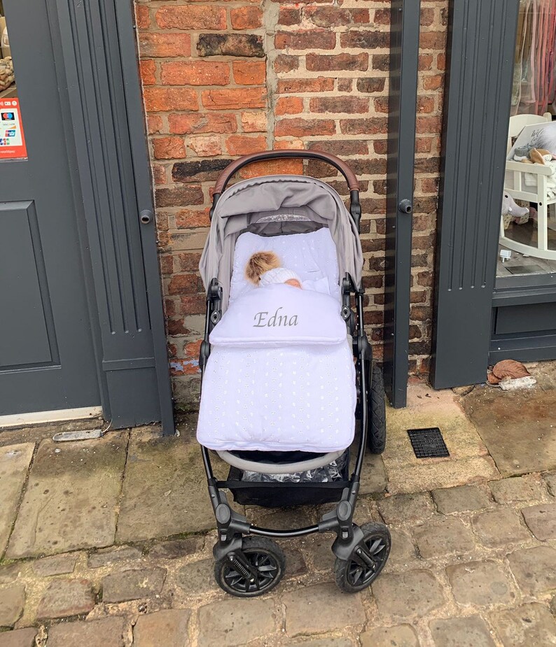 Personalised Pram Footmuff / White 