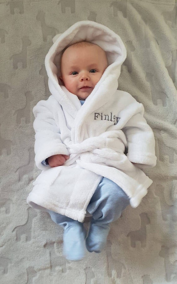 Personalised Luxury White Baby Dressing Gown Robe from Newborn Etsy