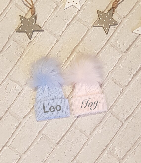 baby personalised pom pom hat