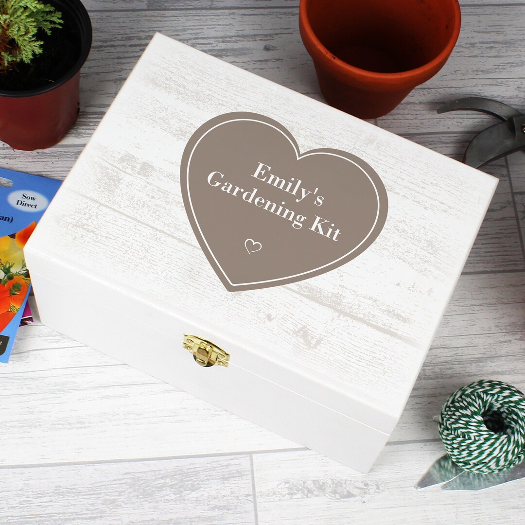 Personalised White Wooden Keepsake Box Rustic Heart Memory - Etsy UK