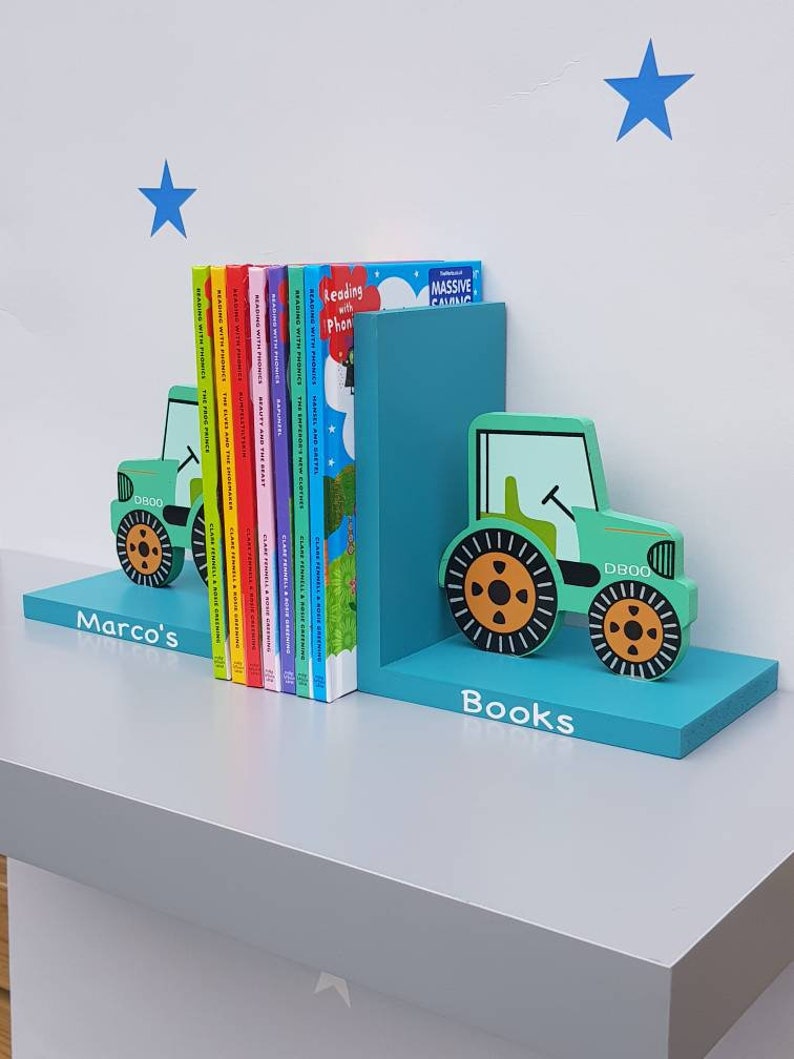 Personalised Gift Tractor Bookends for Boys Nursery Bedroom Etsy