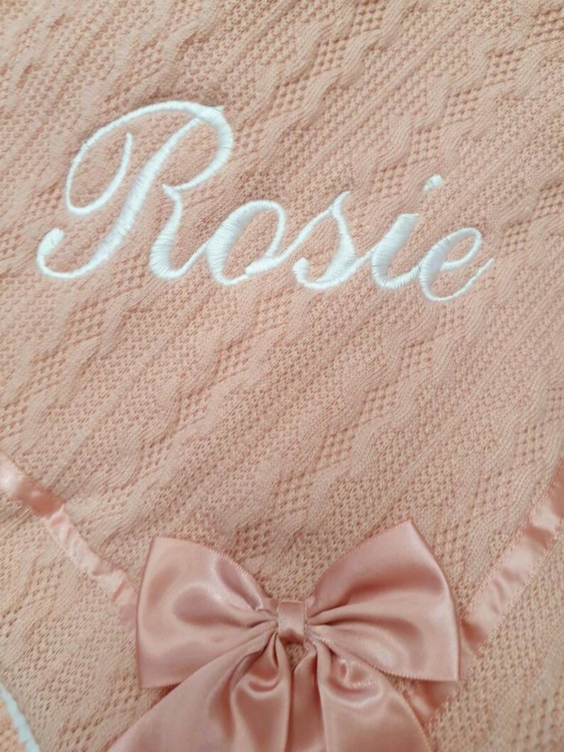 Personalised Baby Blanket Girls Rose Gold Cable Knit Fleece Etsy UK