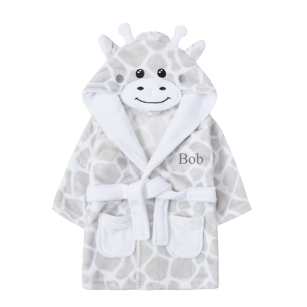 Luxury Grey Baby Giraffe Hooded Dressing Gown Bathrobe Etsy