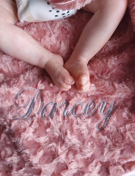 Personalised Rose Fur Baby Girl Boy Fleece Wrap Blanket Soft fluffy 75x100cm 