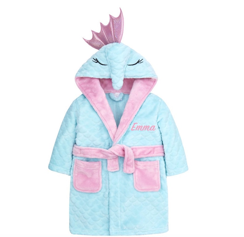 Robe ~ 2-6 Years Childrens Blue Dinosaur Dressing Gown