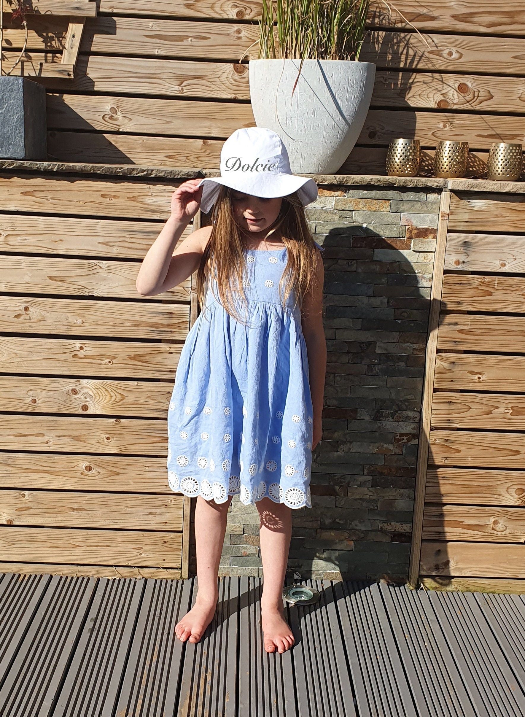 Girls Personalised Baby Toddler Sun Hat 