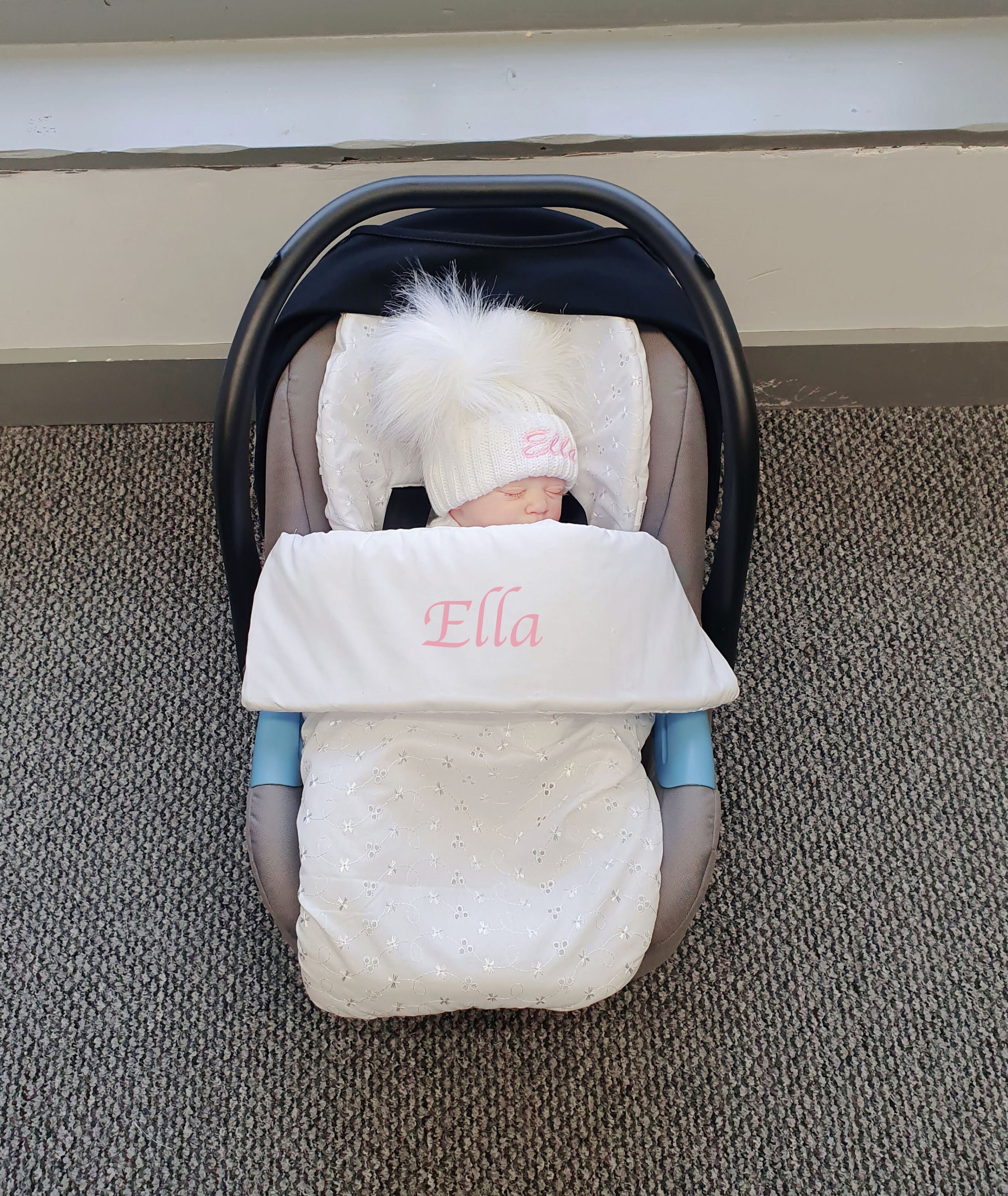 Personalised Car Seat Footmuff White 