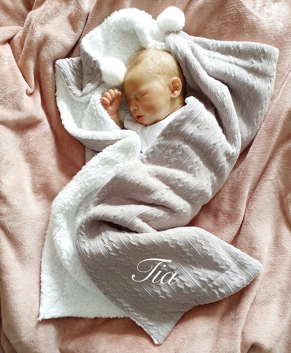 grey personalised baby blanket