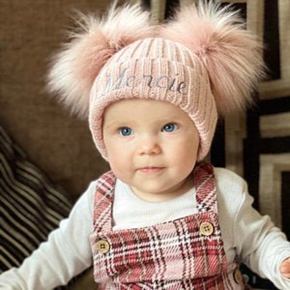 Baby Kinder Mädchen Jungen Doppel Pom Poms Hut Winter Warm Strickmütze Outdoor Baby Kinder Mädchen Jungen Doppel Pom Poms Hut Winter Warm Strickmütze Outdoor