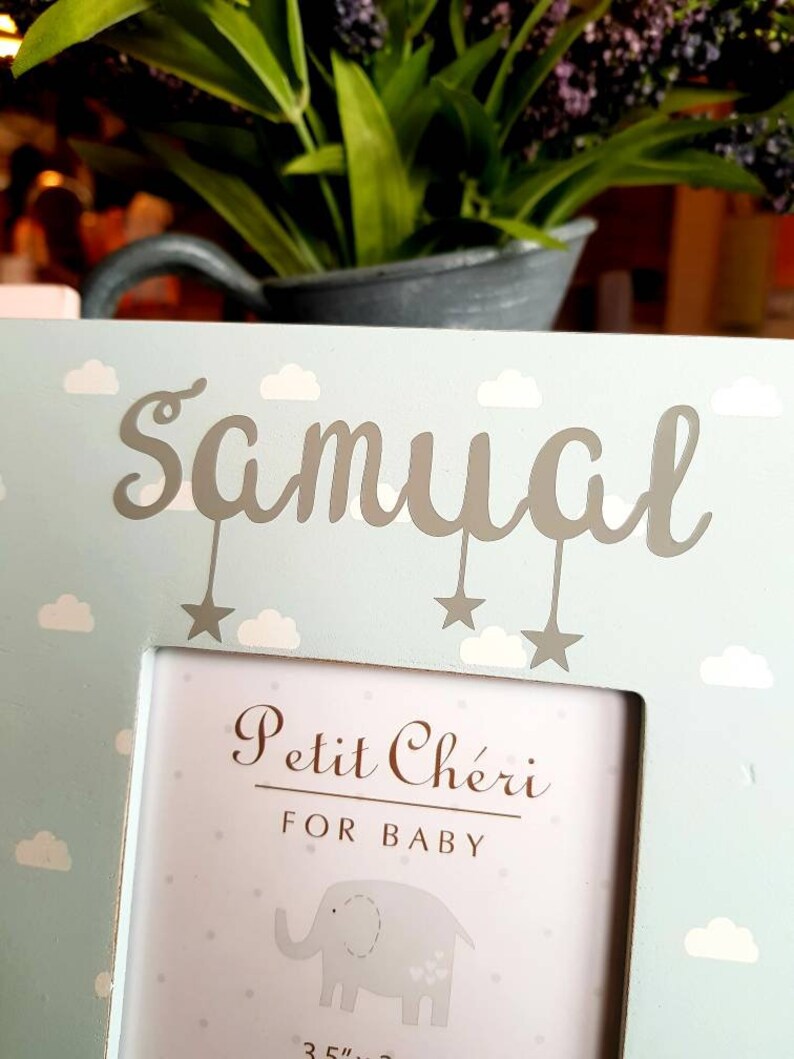 Personalised /'Little Man/' Blue Cloud Photo frame New Baby Boy Christening Baby Shower Gift