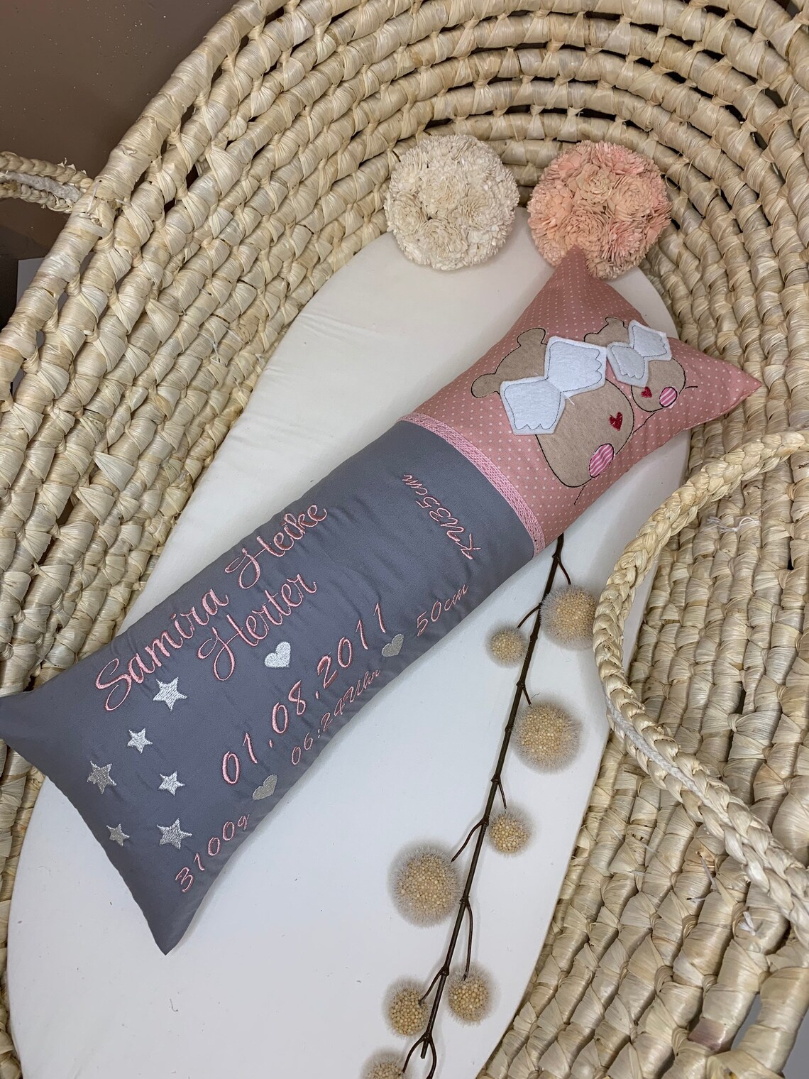 Birth pillow with size and weight for babies/children for Etsy