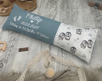 Geburtskissen mit Gewicht und Länge - Babygeschenk - personalisiertes Kissen - Babykissen mit echtmaße, Geschenk Geburt, S1, W8.1, Ping 8.1