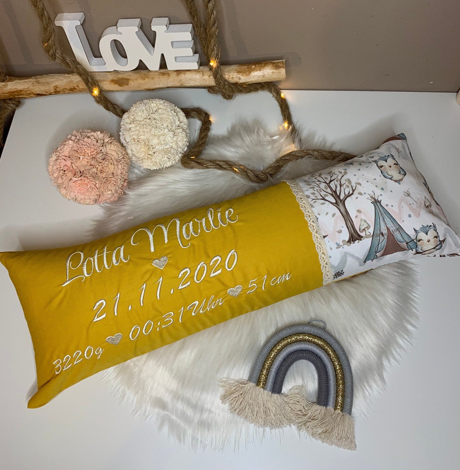 Birth pillow with weight and size real measure for Etsy