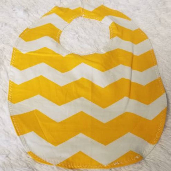 Baby Bib Canary Yellow/White Chevron Zigzag